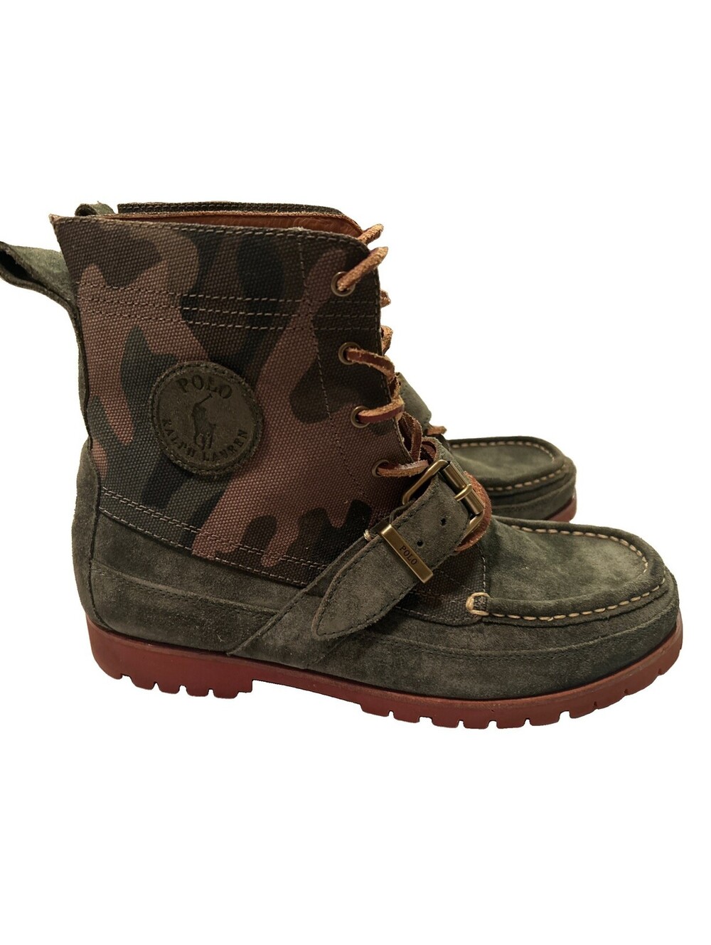Polo Ralph Lauren Ranger Boots Men’s Size 9 Green Army Suede Buckle Lace Up